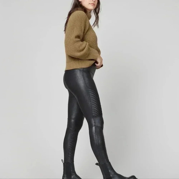 SPANX Faux Leather Moto Leggings - Picture 2 of 7